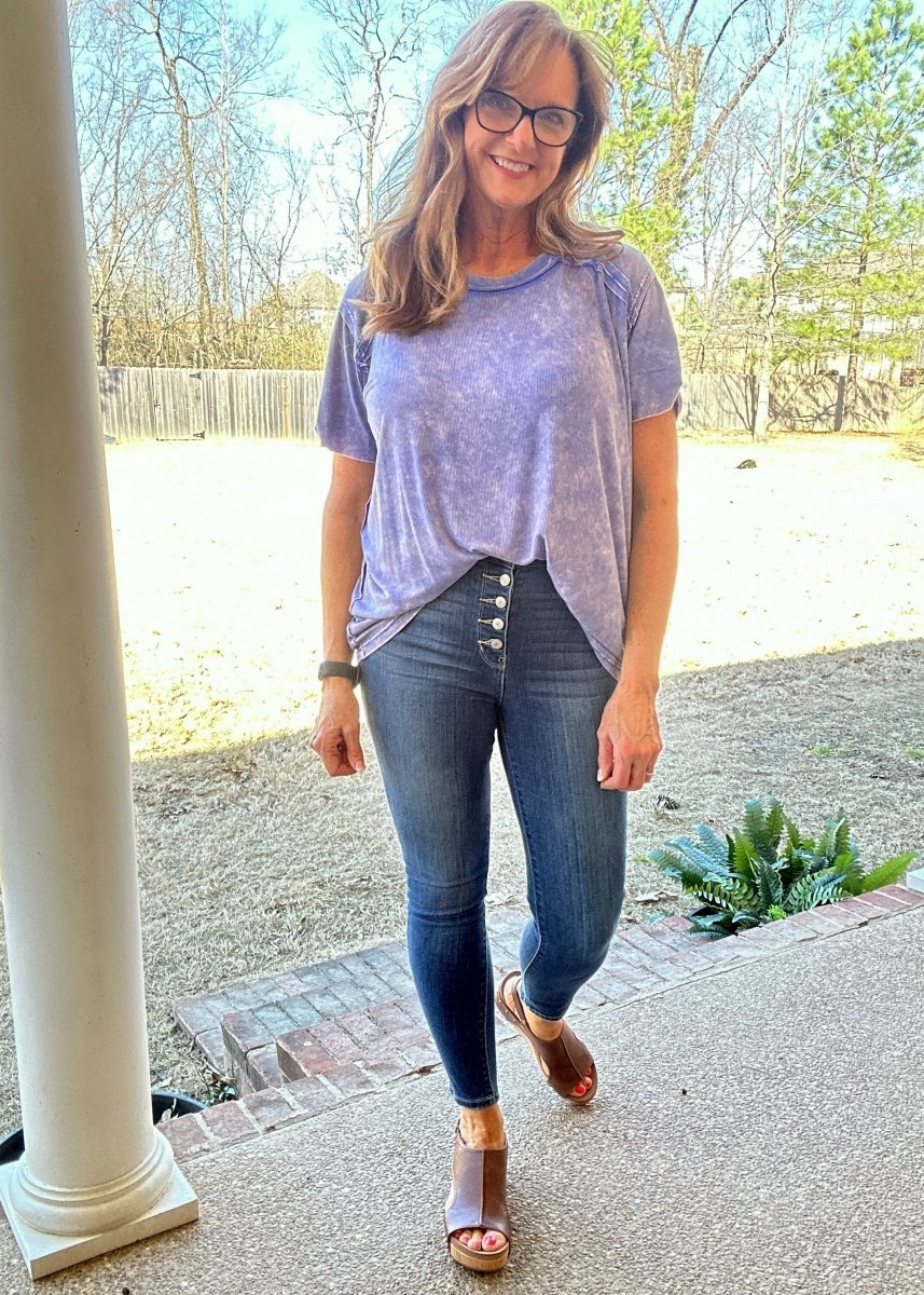 Ribbed Boat Neck Top - Lt Indigo | Zenana - Casual Top - Jimberly's Boutique - Olive Branch - Mississippi