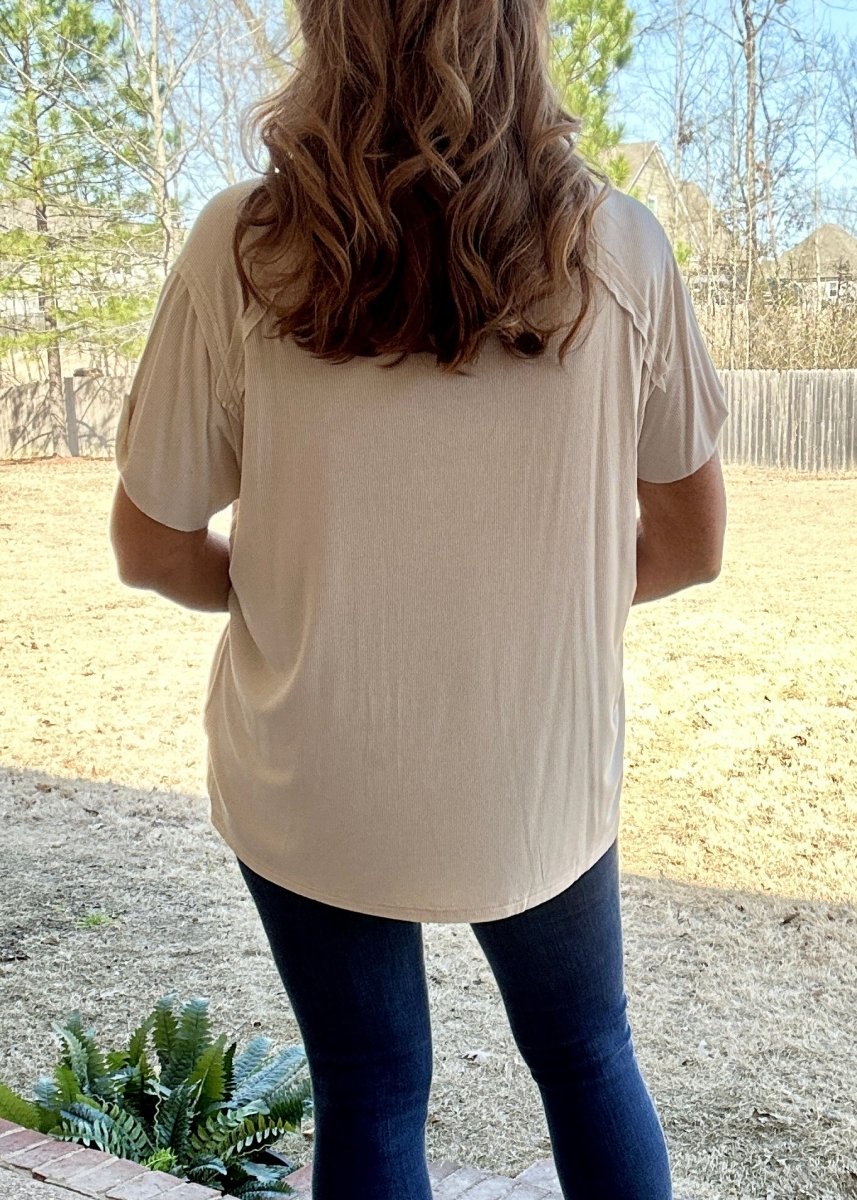 Ribbed Boat Neck Top - Sand Beige | Zenana - Casual Top - Jimberly's Boutique - Olive Branch - Mississippi
