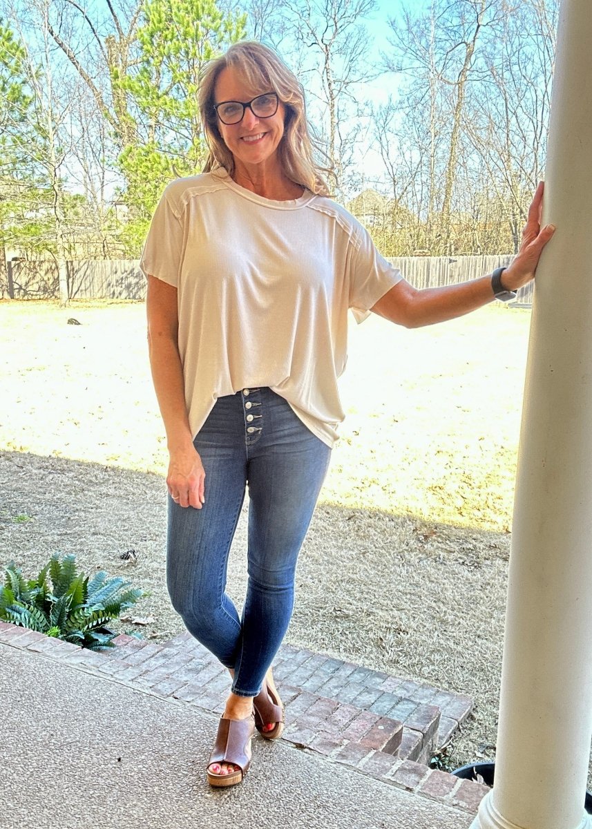Ribbed Boat Neck Top - Sand Beige | Zenana - Casual Top - Jimberly's Boutique - Olive Branch - Mississippi