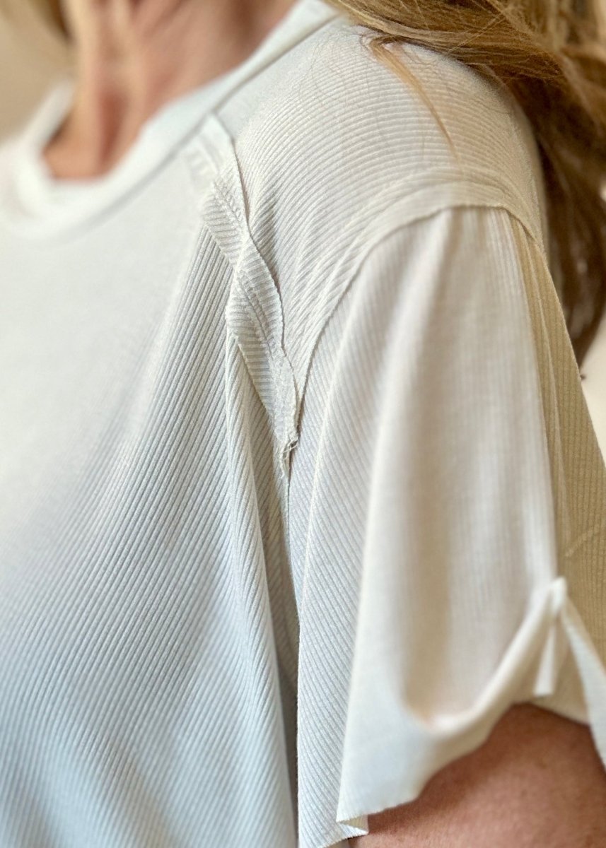 Ribbed Boat Neck Top - Sand Beige | Zenana - Casual Top - Jimberly's Boutique - Olive Branch - Mississippi