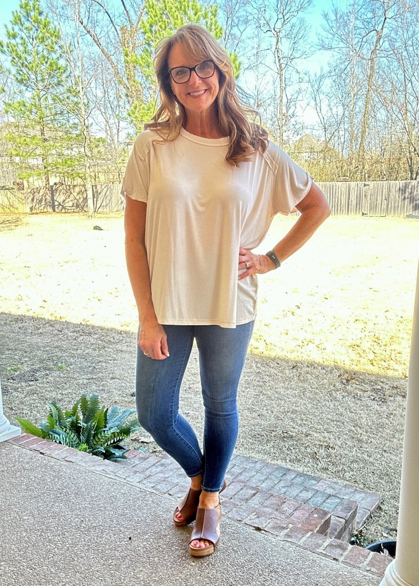 Ribbed Boat Neck Top - Sand Beige | Zenana - Casual Top - Jimberly's Boutique - Olive Branch - Mississippi