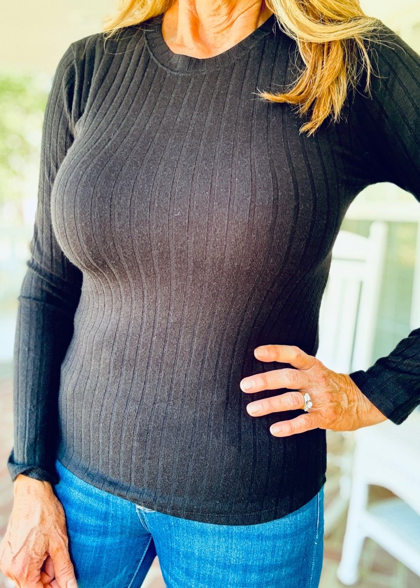 Ribbed Long Sleeve Basic Top - Black - Casual Top - Jimberly's Boutique - Olive Branch - Mississippi
