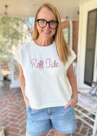 Roll Tide Embroidered Sweater Vest - Ivory w/Crimson - gameday -Jimberly's Boutique-Olive Branch-Mississippi