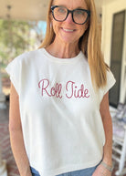 Roll Tide Embroidered Sweater Vest - Ivory w/Crimson - gameday -Jimberly's Boutique-Olive Branch-Mississippi