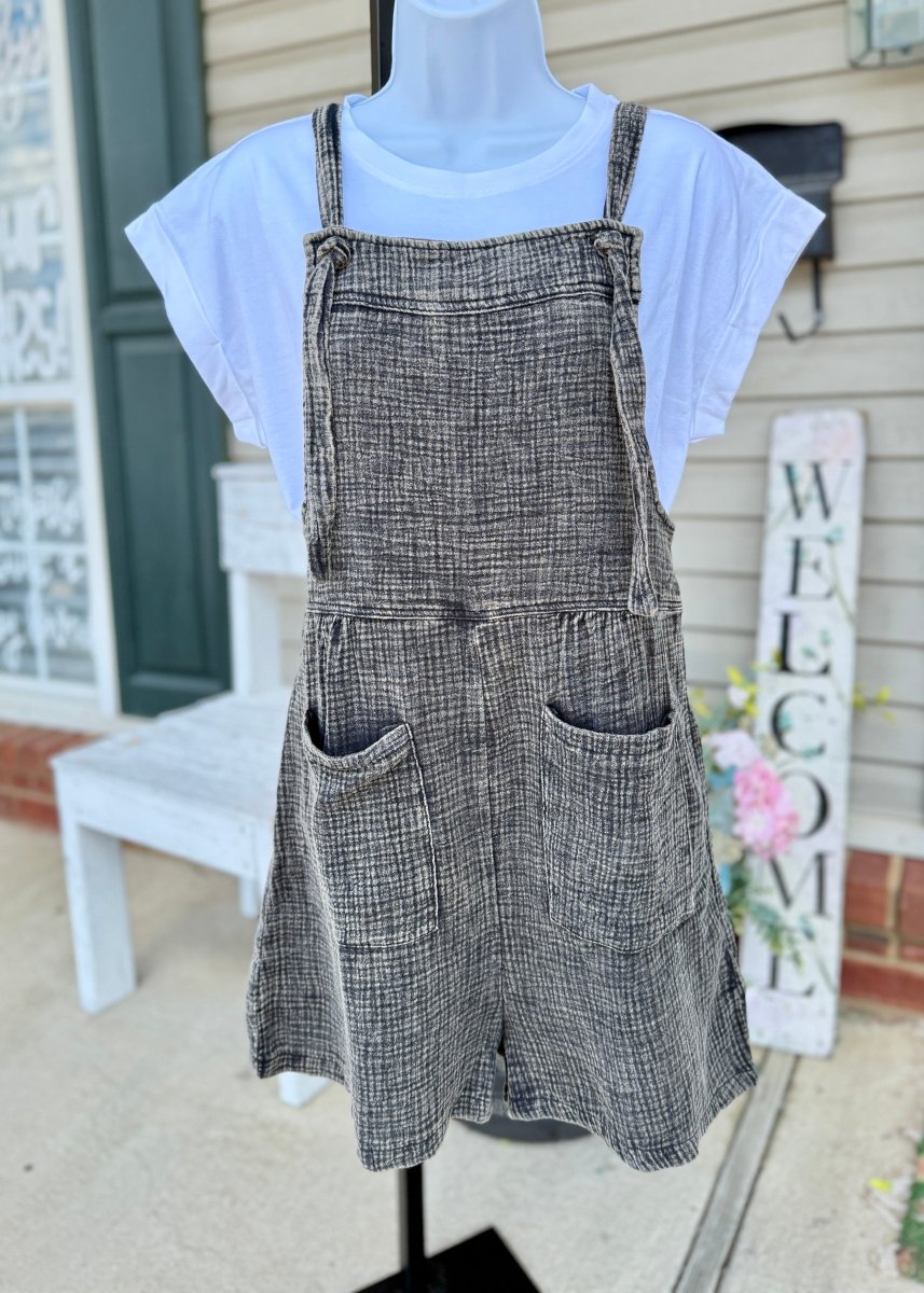 Rosie Acid Wash Romper - Ash Black - Jimberly's Boutique - Olive Branch - Mississippi