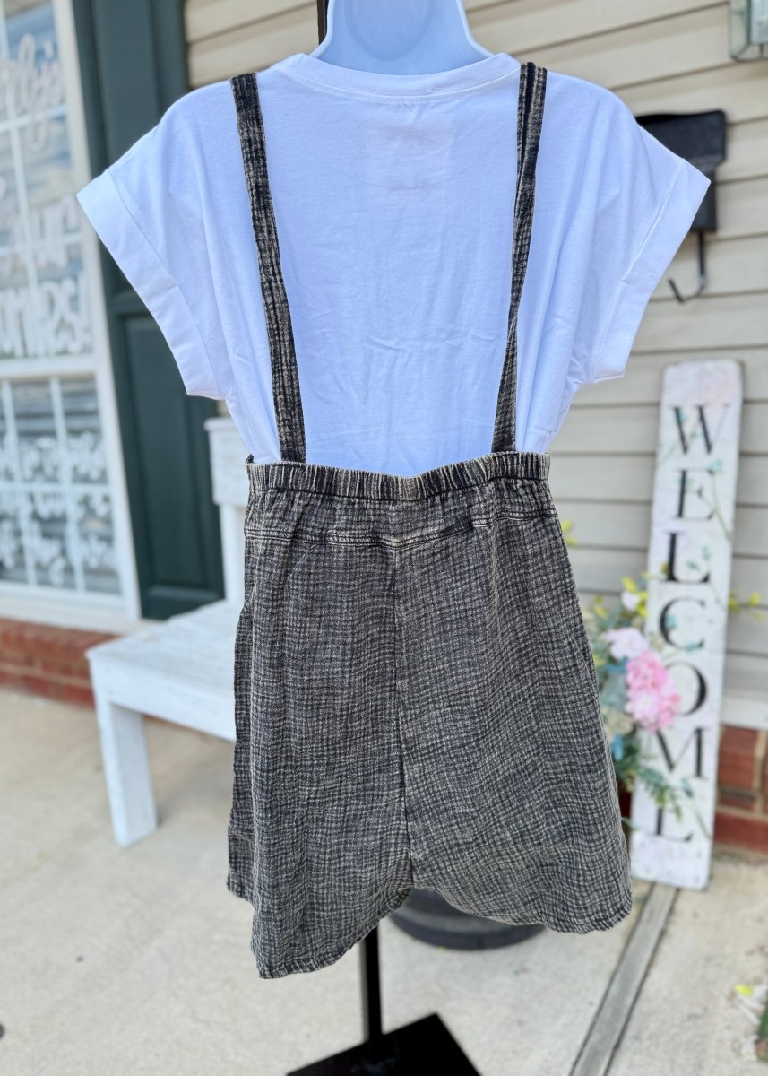 Rosie Acid Wash Romper - Ash Black - Jimberly's Boutique - Olive Branch - Mississippi