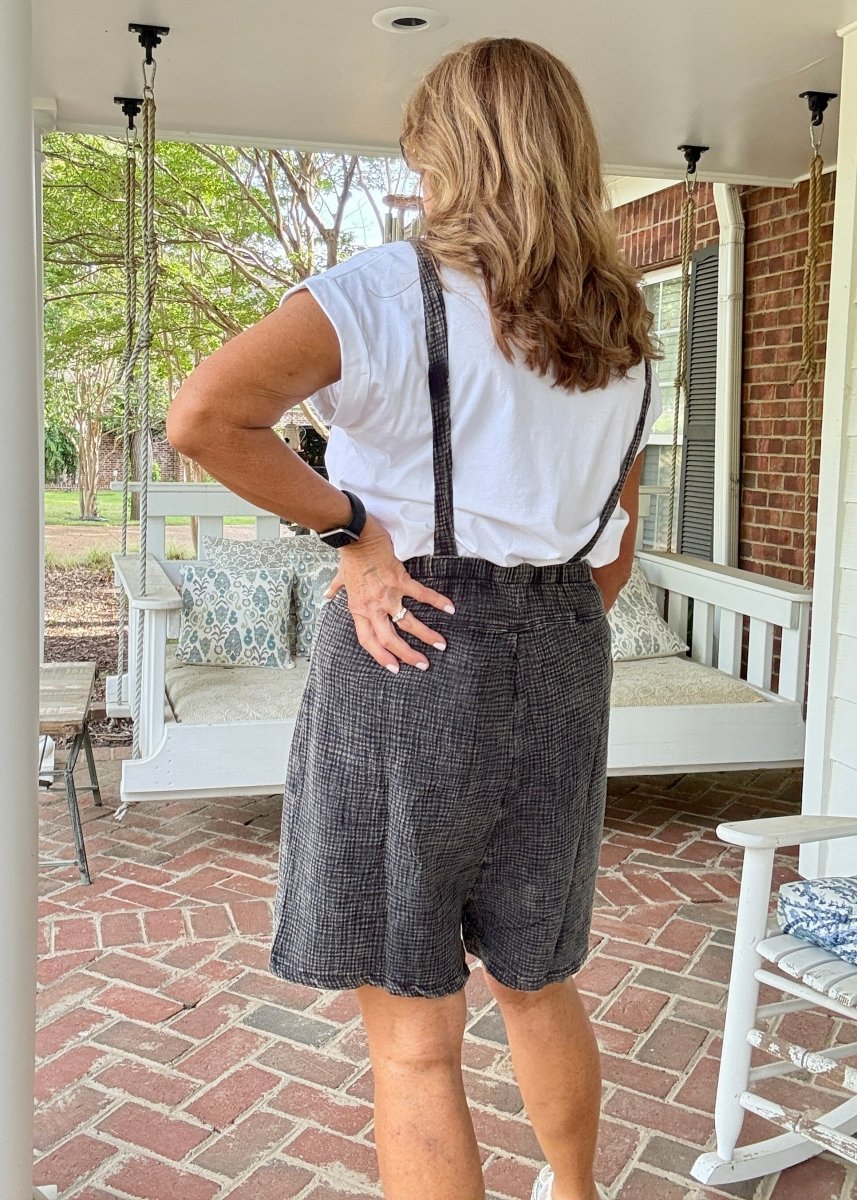 Rosie Acid Wash Romper - Ash Black - Jimberly's Boutique - Olive Branch - Mississippi