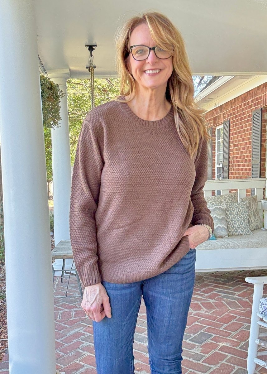 Round Neck Basic Sweater - Brown - sweater - Jimberly's Boutique - Olive Branch - Mississippi