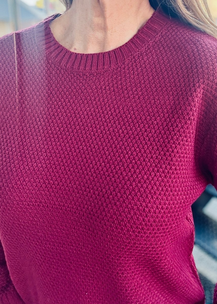 Round Neck Basic Sweater - Cabernet - sweater - Jimberly's Boutique - Olive Branch - Mississippi