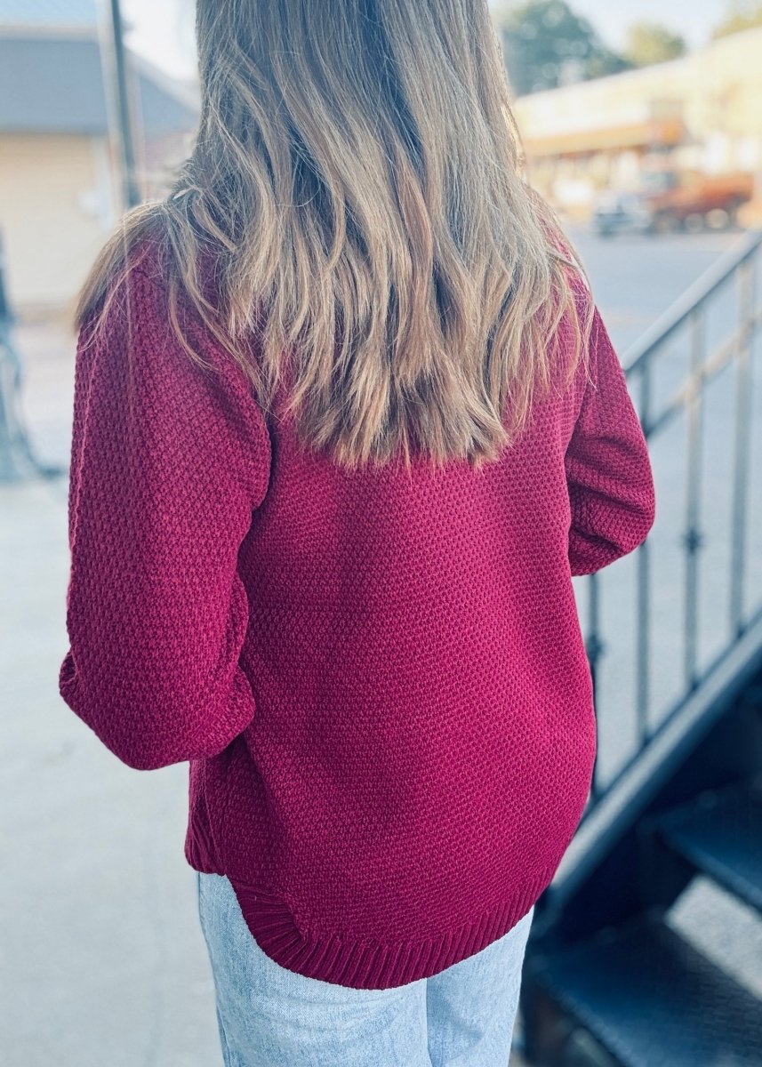 Round Neck Basic Sweater - Cabernet - sweater - Jimberly's Boutique - Olive Branch - Mississippi