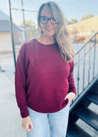 Round Neck Basic Sweater - Cabernet - sweater - Jimberly's Boutique - Olive Branch - Mississippi