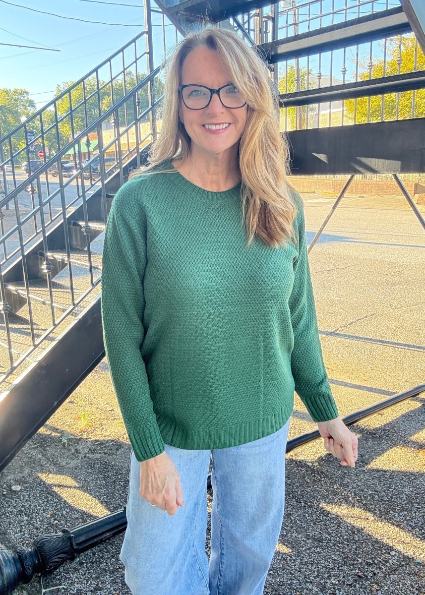 Round Neck Basic Sweater - Dk Green - sweater - Jimberly's Boutique - Olive Branch - Mississippi