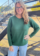 Round Neck Basic Sweater - Dk Green - sweater - Jimberly's Boutique - Olive Branch - Mississippi