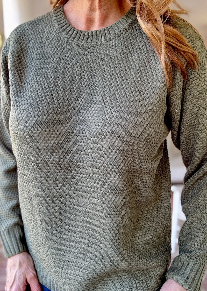 Round Neck Basic Sweater - Lt Olive - sweater - Jimberly's Boutique - Olive Branch - Mississippi