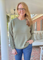 Round Neck Basic Sweater - Lt Olive - sweater - Jimberly's Boutique - Olive Branch - Mississippi