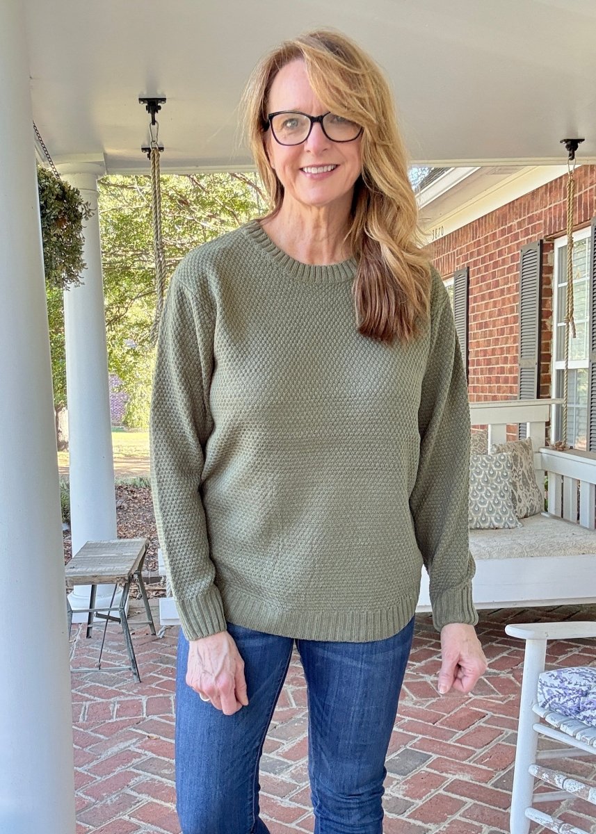 Round Neck Basic Sweater - Lt Olive - sweater - Jimberly's Boutique - Olive Branch - Mississippi