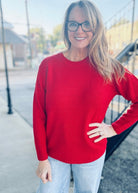 Round Neck Basic Sweater - Red - sweater - Jimberly's Boutique - Olive Branch - Mississippi