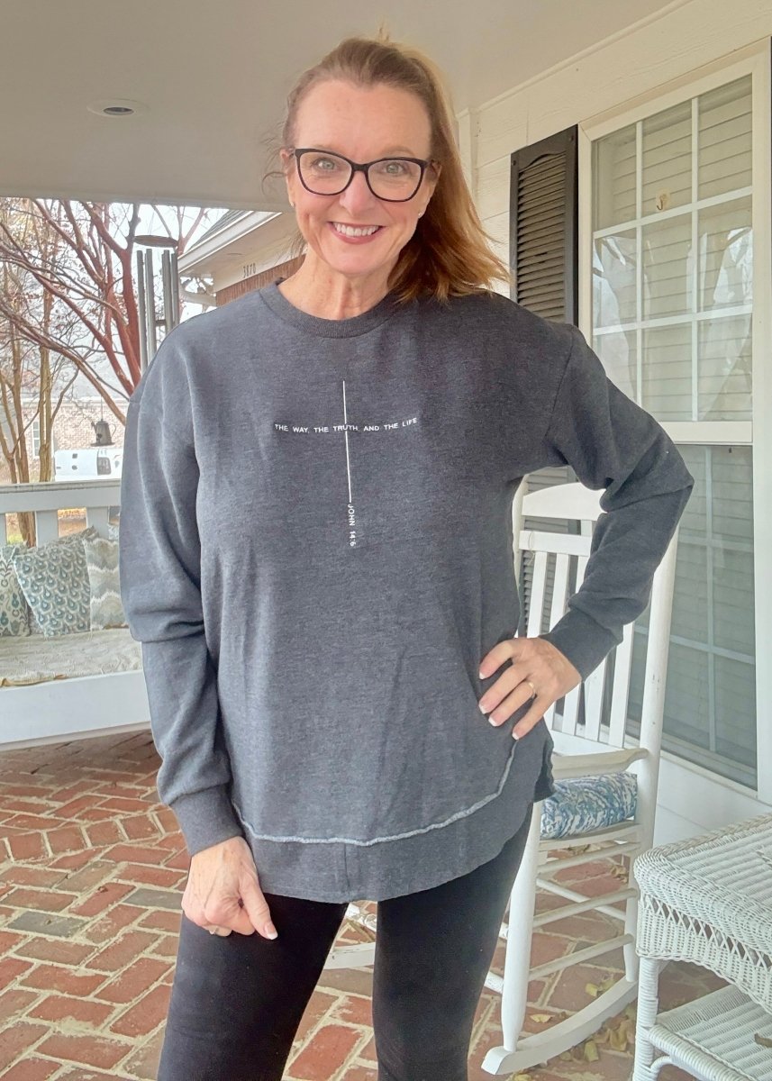 Royce Christian Cross Black Fleece Poncho - Royce Sweatshirt - Jimberly's Boutique - Olive Branch - Mississippi