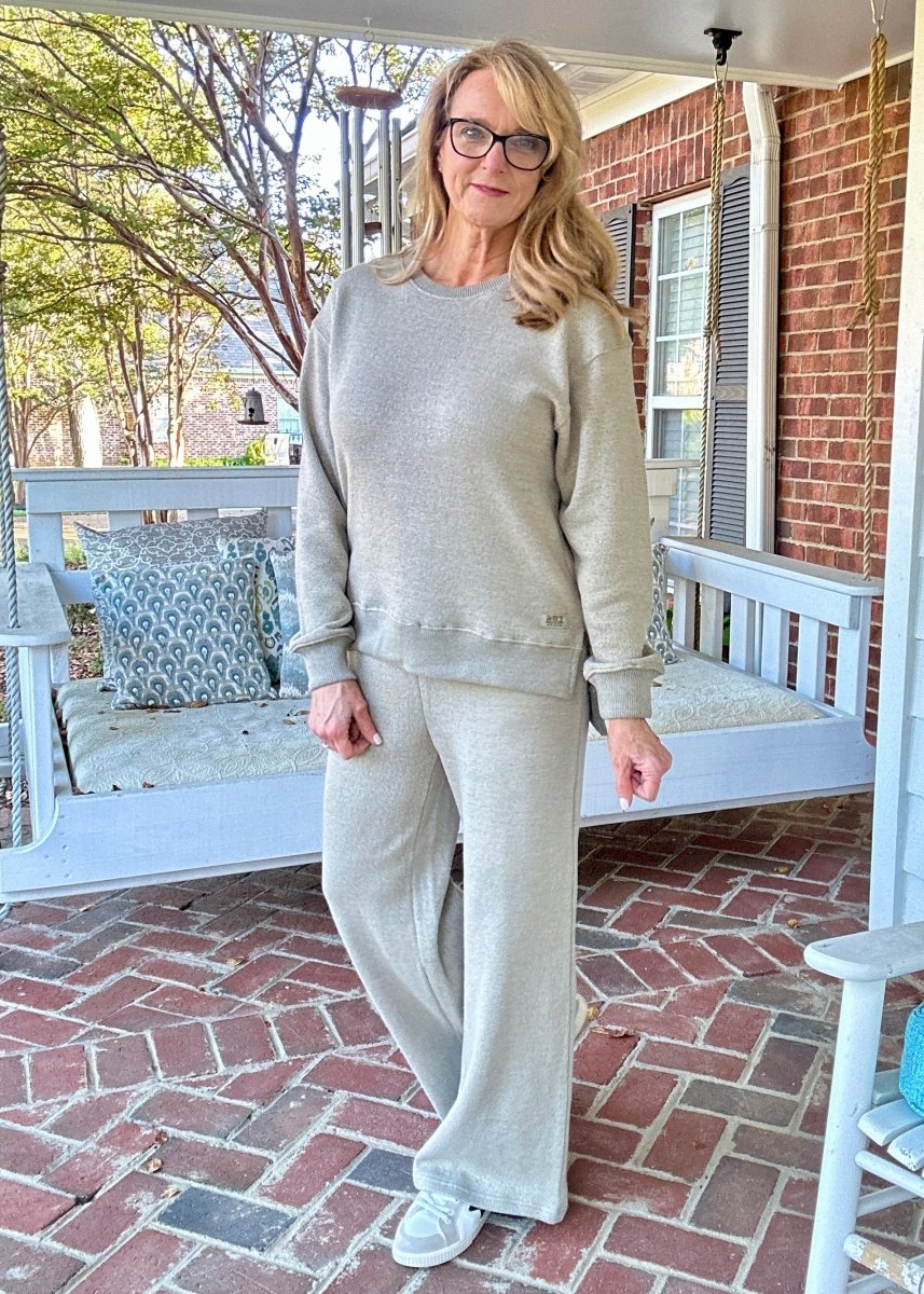 Royce Long Sleeve French Terry Fleece - Sand - Royce Long Sleeve Tee - Jimberly's Boutique - Olive Branch - Mississippi