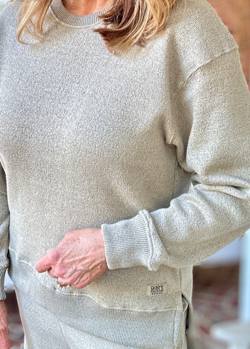 Royce Long Sleeve French Terry Fleece - Sand - Royce Long Sleeve Tee - Jimberly's Boutique - Olive Branch - Mississippi