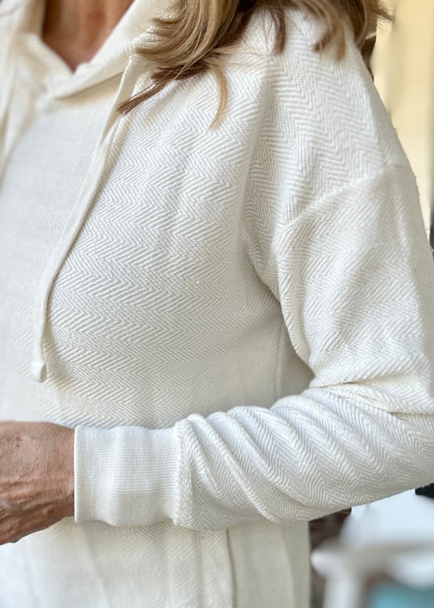 Royce Long Sleeve Hooded Side - Split Pocketed - Ivory - Harbor Way - Royce Harbor Way - Jimberly's Boutique - Olive Branch - Mississippi