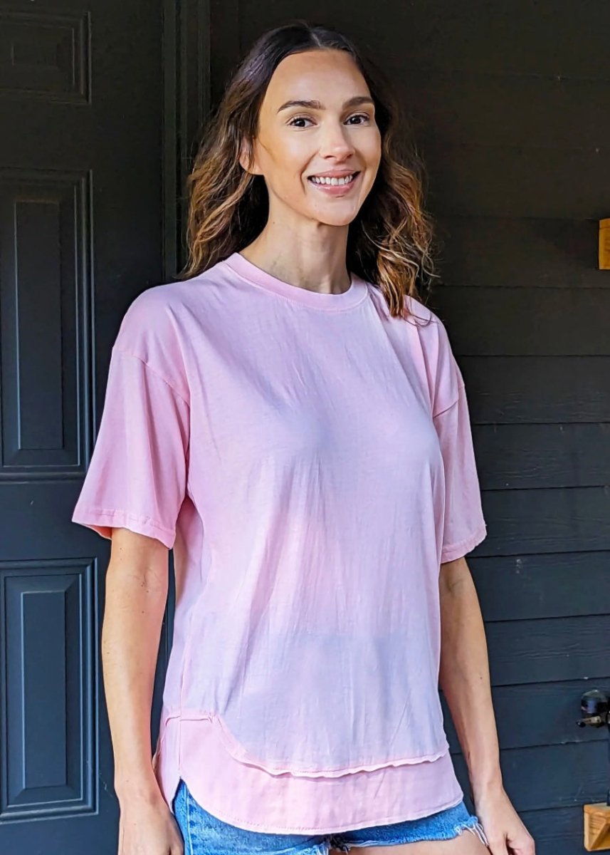 Royce Poncho Top Rounded Bottom - Beach Pink - Royce Poncho Shirt - Jimberly's Boutique - Olive Branch - Mississippi
