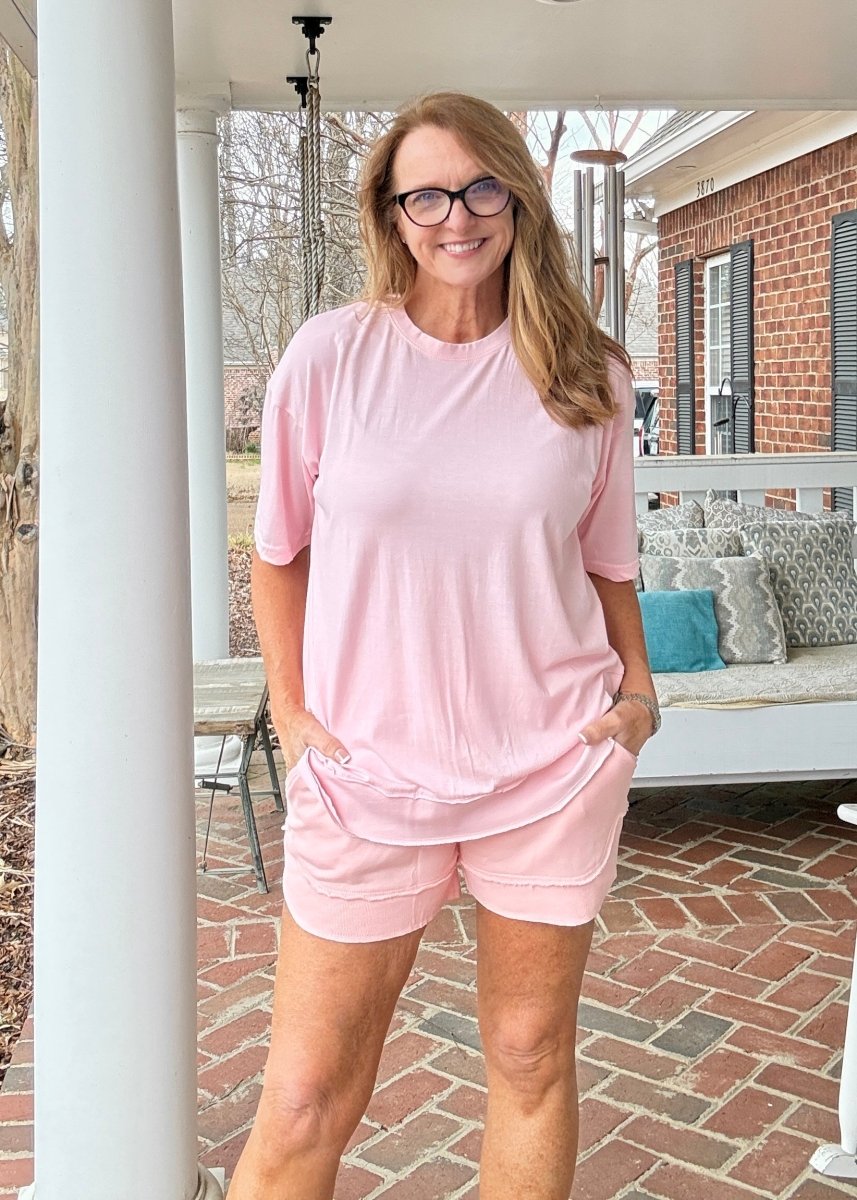 Royce Poncho Top Rounded Bottom - Beach Pink - Royce Poncho Shirt - Jimberly's Boutique - Olive Branch - Mississippi