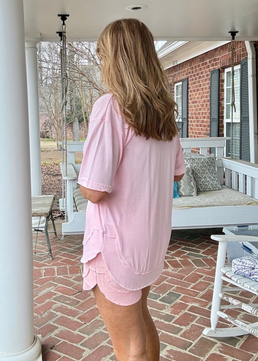 Royce Poncho Top Rounded Bottom - Beach Pink - Royce Poncho Shirt - Jimberly's Boutique - Olive Branch - Mississippi