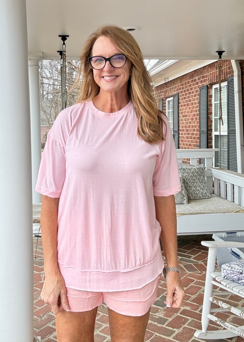Royce Poncho Top Rounded Bottom - Beach Pink - Royce Poncho Shirt - Jimberly's Boutique - Olive Branch - Mississippi