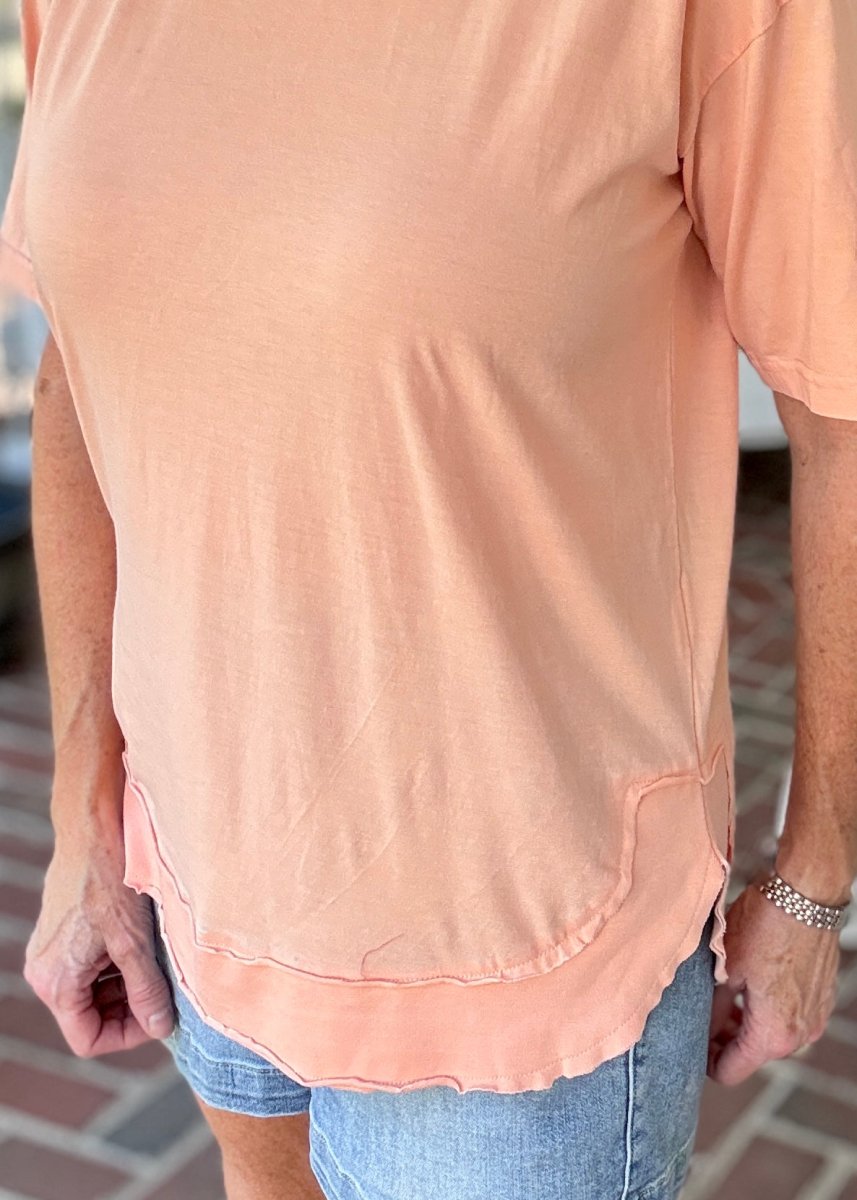 Royce Poncho Top Rounded Bottom - Creamsicle - Royce Poncho Shirt - Jimberly's Boutique - Olive Branch - Mississippi