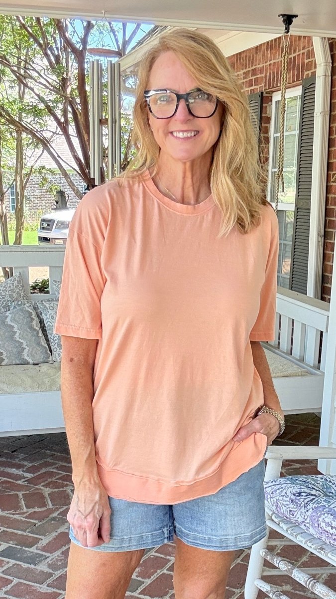 Royce Poncho Top Rounded Bottom - Creamsicle - Royce Poncho Shirt - Jimberly's Boutique - Olive Branch - Mississippi