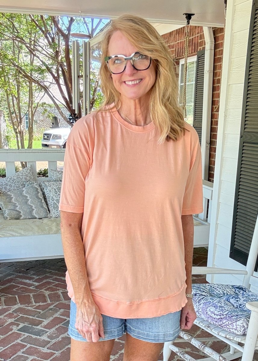 Royce Poncho Top Rounded Bottom - Creamsicle - Royce Poncho Shirt - Jimberly's Boutique - Olive Branch - Mississippi