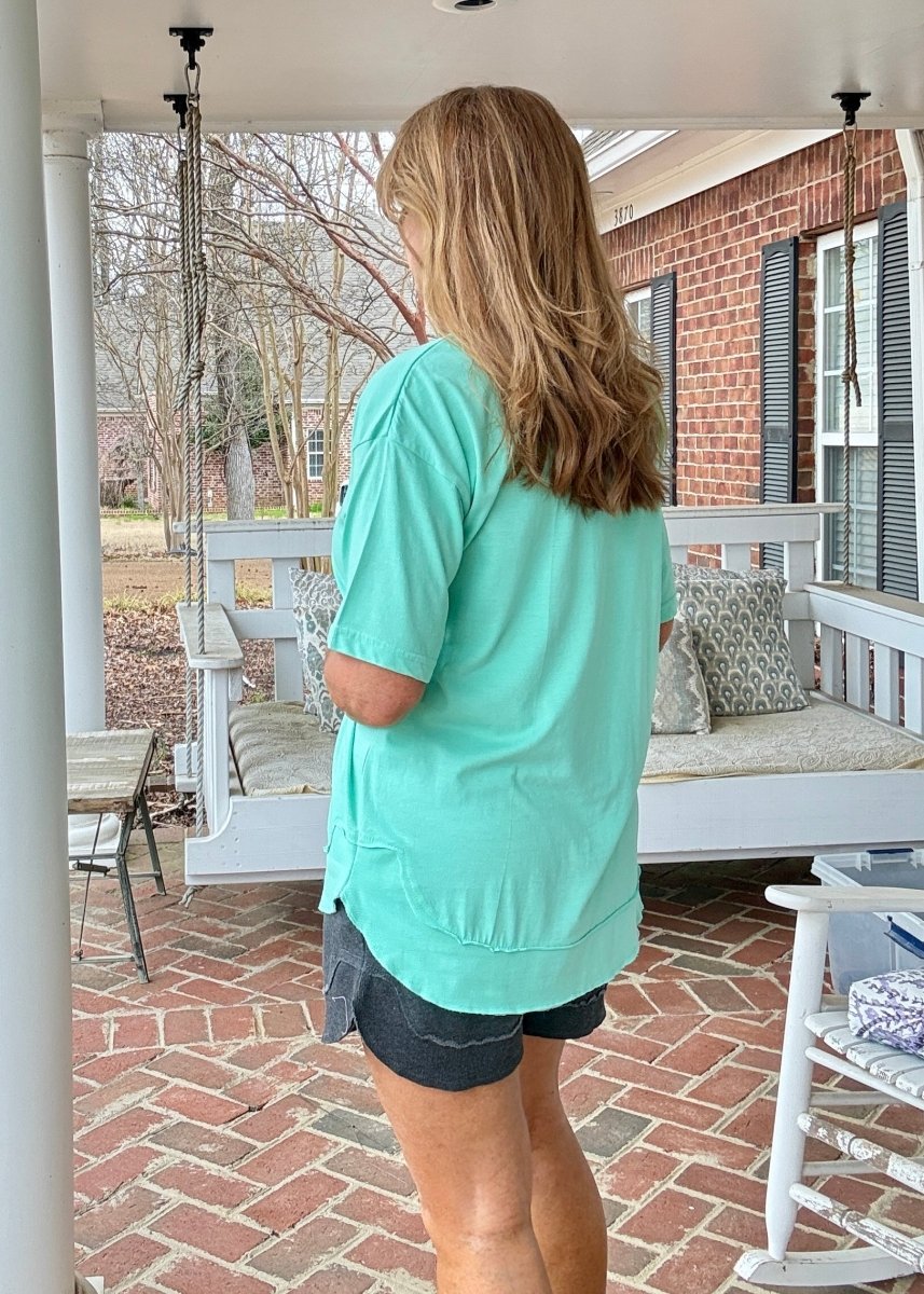 Royce Poncho Top Rounded Bottom - Island Reef - Royce Poncho Shirt - Jimberly's Boutique - Olive Branch - Mississippi