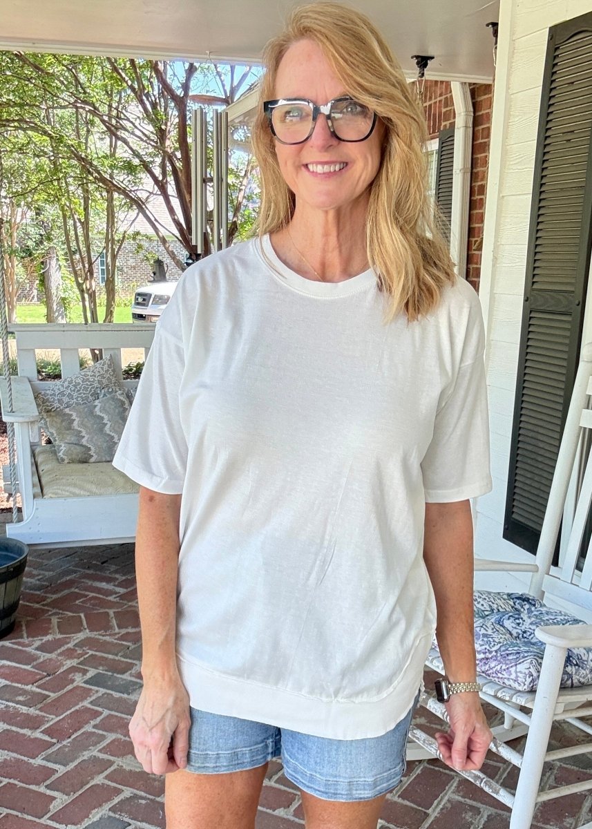 Royce Poncho Top Rounded Bottom - Ivory - Royce Poncho Shirt - Jimberly's Boutique - Olive Branch - Mississippi