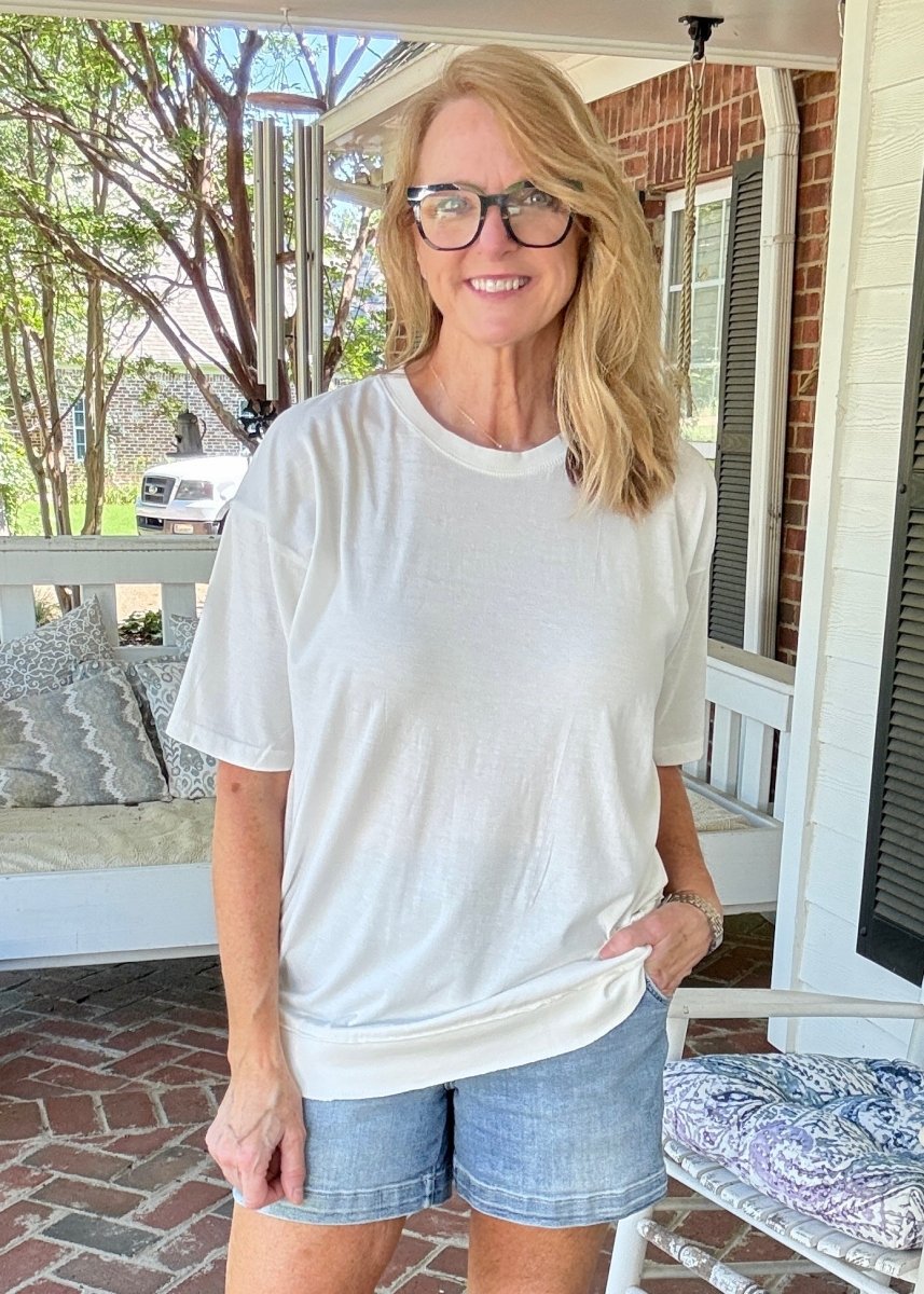 Royce Poncho Top Rounded Bottom - Ivory - Royce Poncho Shirt - Jimberly's Boutique - Olive Branch - Mississippi