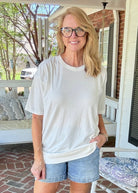 Royce Poncho Top Rounded Bottom - Ivory - Royce Poncho Shirt - Jimberly's Boutique - Olive Branch - Mississippi