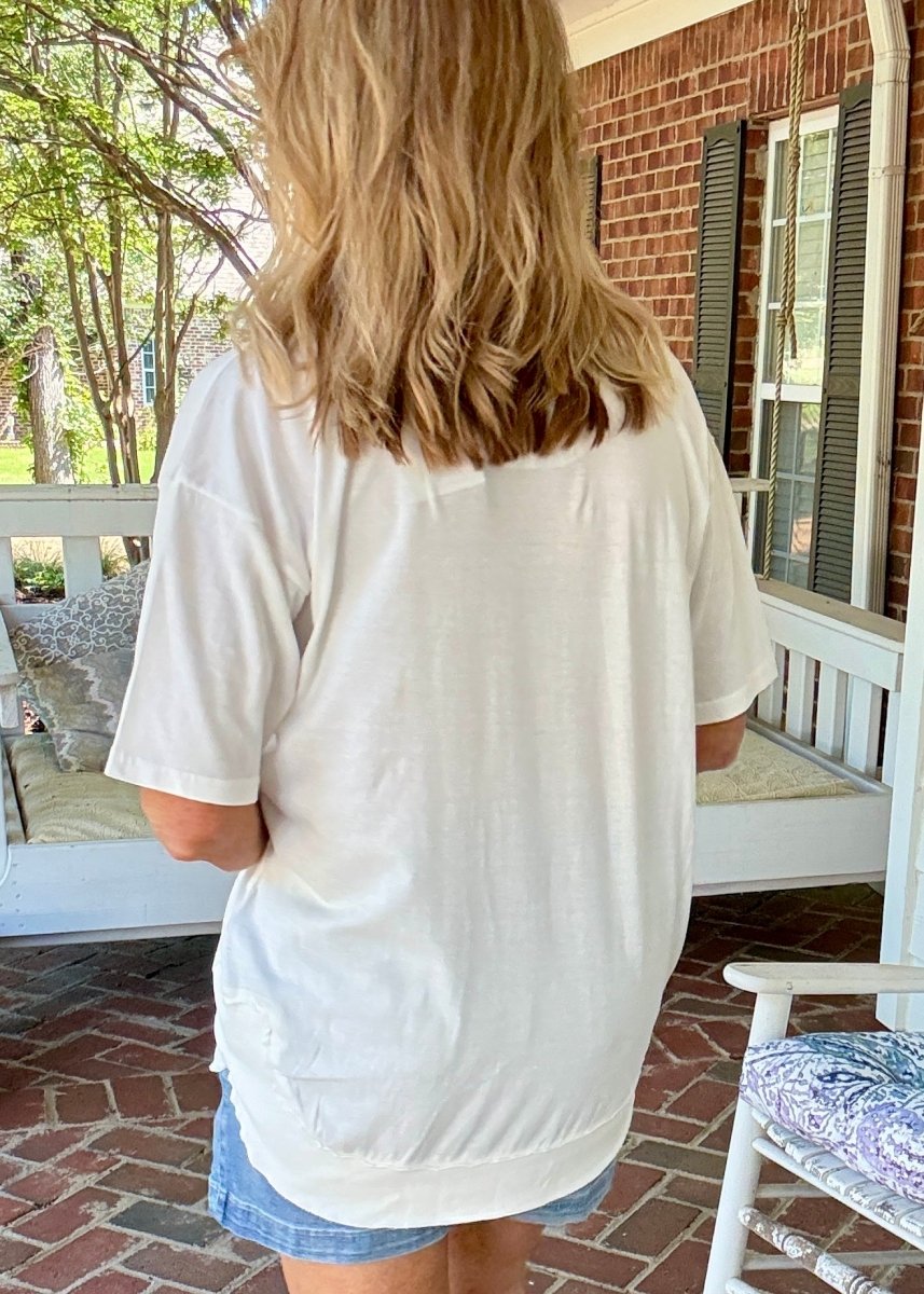 Royce Poncho Top Rounded Bottom - Ivory - Royce Poncho Shirt - Jimberly's Boutique - Olive Branch - Mississippi