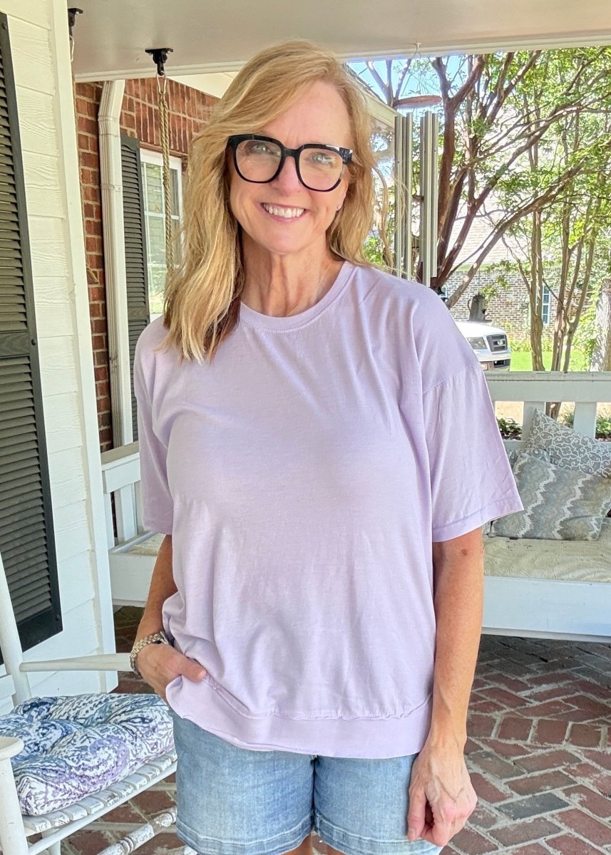 Royce Poncho Top Rounded Bottom - Lavender - Royce Poncho Shirt - Jimberly's Boutique - Olive Branch - Mississippi