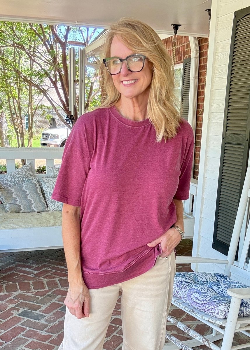 Royce Poncho Top Rounded Bottom - Maroon - Royce Poncho Shirt - Jimberly's Boutique - Olive Branch - Mississippi