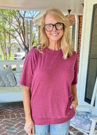 Royce Poncho Top Rounded Bottom - Maroon - Royce Poncho Shirt - Jimberly's Boutique - Olive Branch - Mississippi