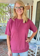 Royce Poncho Top Rounded Bottom - Maroon - Royce Poncho Shirt - Jimberly's Boutique - Olive Branch - Mississippi