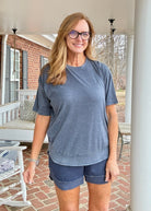Royce Poncho Top Rounded Bottom - Navy - Royce Poncho Shirt - Jimberly's Boutique - Olive Branch - Mississippi