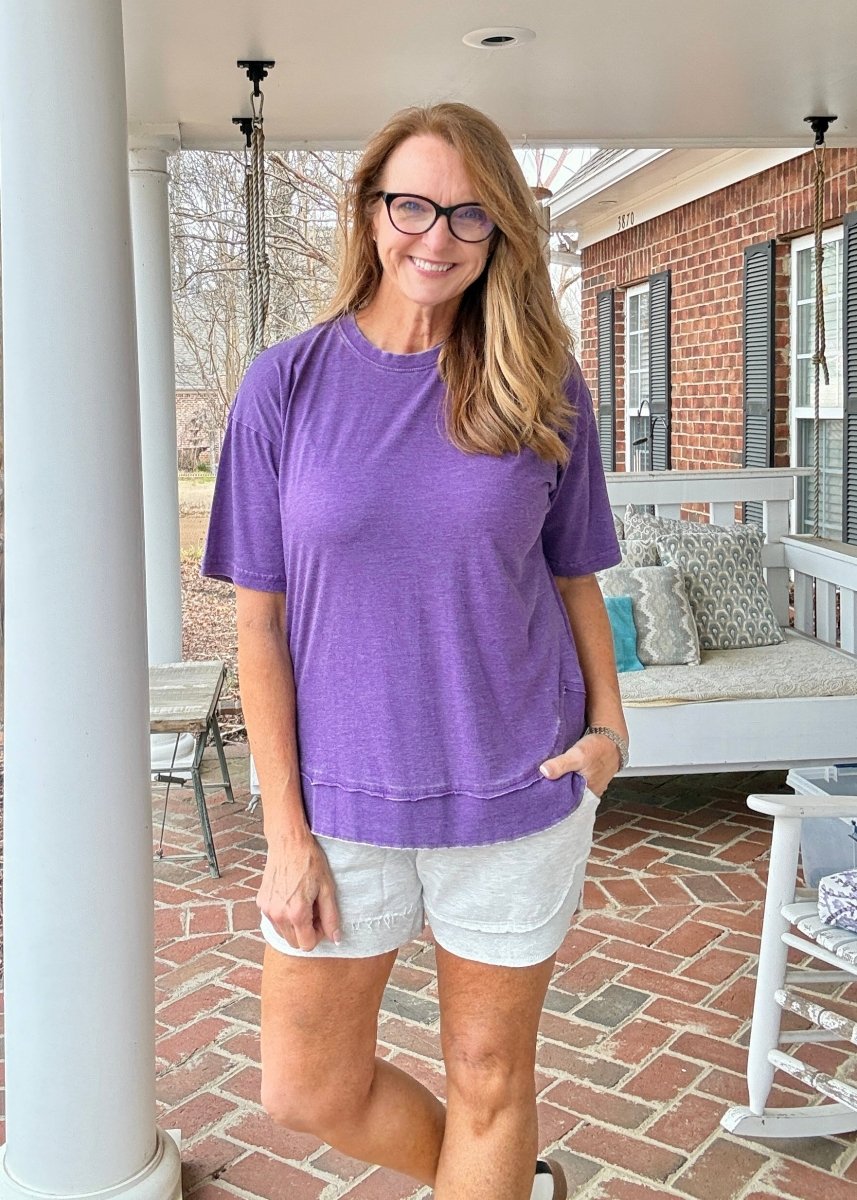 Royce Poncho Top Rounded Bottom - Purple - Royce Poncho Shirt - Jimberly's Boutique - Olive Branch - Mississippi