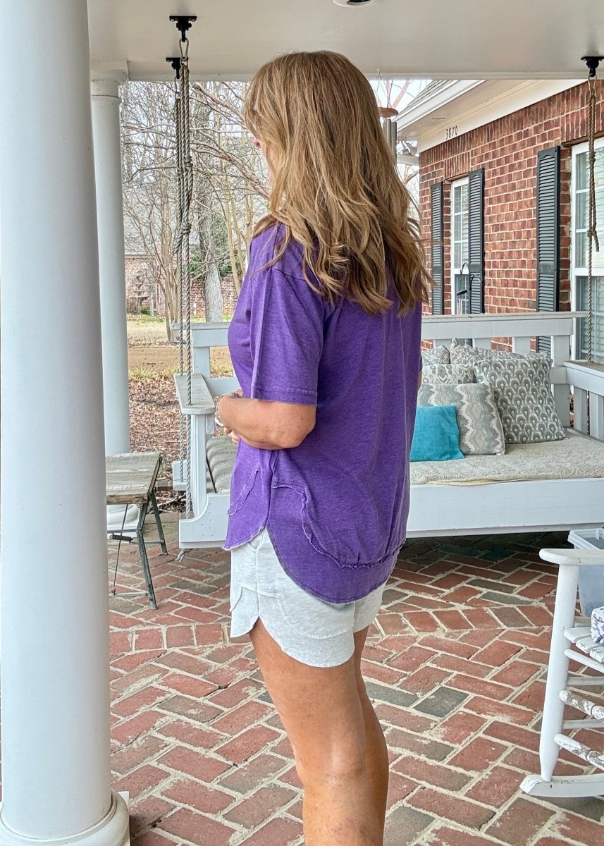 Royce Poncho Top Rounded Bottom - Purple - Royce Poncho Shirt - Jimberly's Boutique - Olive Branch - Mississippi