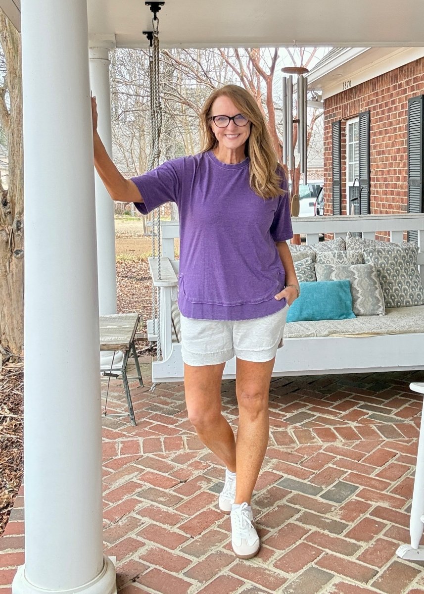 Royce Poncho Top Rounded Bottom - Purple - Royce Poncho Shirt - Jimberly's Boutique - Olive Branch - Mississippi