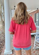 Royce Poncho Top Rounded Bottom - Red - Royce Poncho Shirt - Jimberly's Boutique - Olive Branch - Mississippi