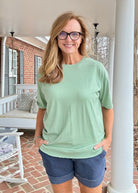 Royce Poncho Top Rounded Bottom - Sage - Royce Poncho Shirt - Jimberly's Boutique - Olive Branch - Mississippi