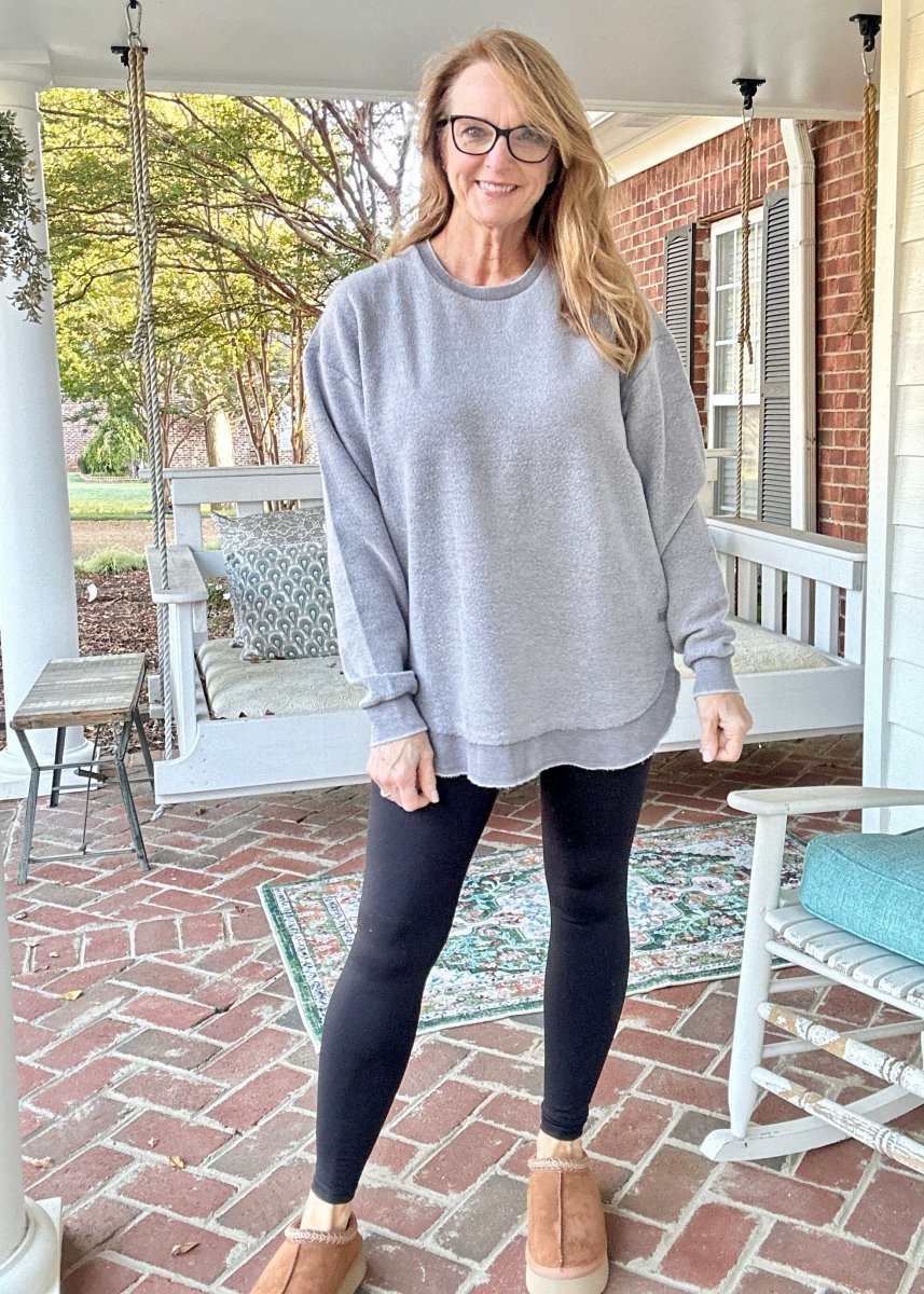 Royce Reversed Out Ponchoville Fleece - Grey - Royce Sweatshirt - Jimberly's Boutique - Olive Branch - Mississippi