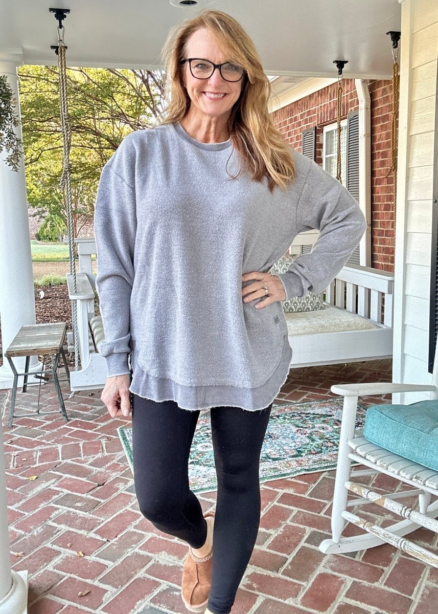 Royce Reversed Out Ponchoville Fleece - Grey - Royce Sweatshirt - Jimberly's Boutique - Olive Branch - Mississippi