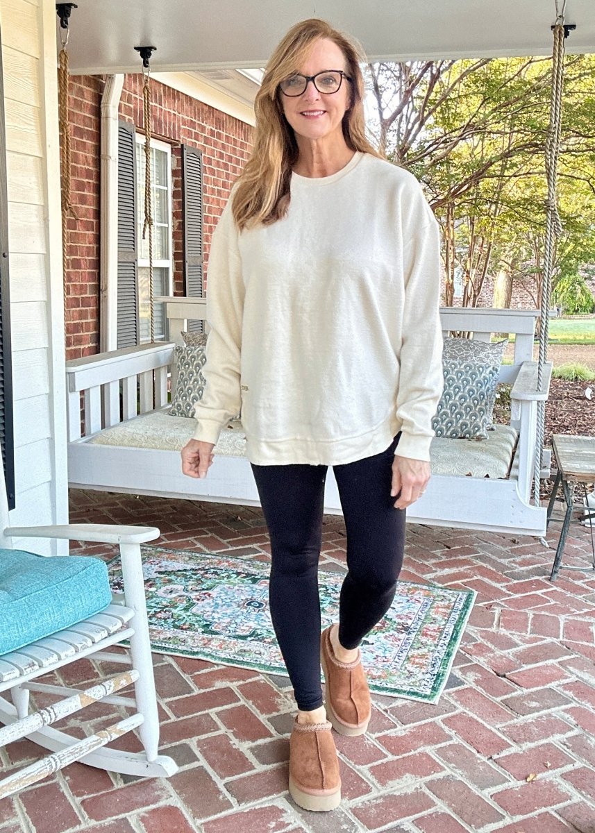 Royce Reversed Out Ponchoville Fleece - Ivory - Jimberly's Boutique - Olive Branch - Mississippi